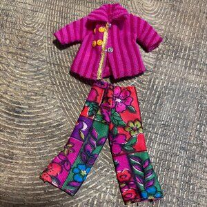 Topper Dawn doll clothes Montgomery Wards mod colors floral pants striped top